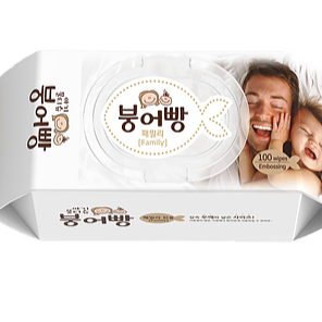 01_붕어빵豆沙魚韓國嬰兒濕紙巾 (Family 啡色) - 100張