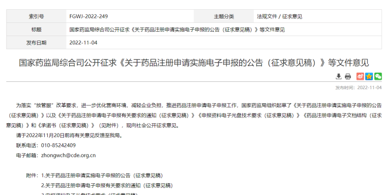 关于药品注册申请实施电子申报的公告